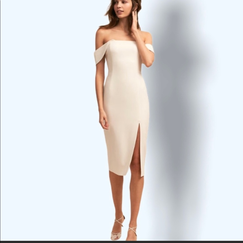 NWT Jay Godfrey Nude Fitted Off-the-shoulder Dress